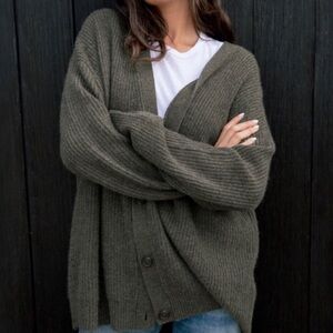 Jenni Kayne Cashmere Cocoon Cardigan Moss Green Size Medium